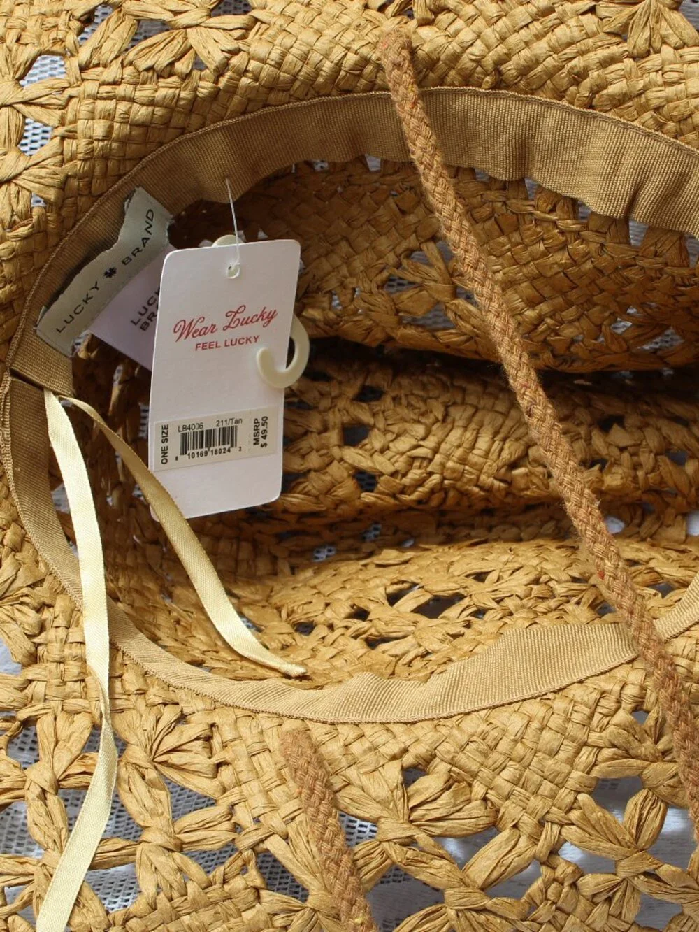 Lucky Brand Straw Hat With Tightening String Inside One Size